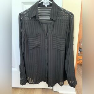 Express black sheer stripe Portofino Shirt size M